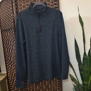 Men's Long Sleeve Quarter-Zip Performance Shirt - Dark Heather Blue